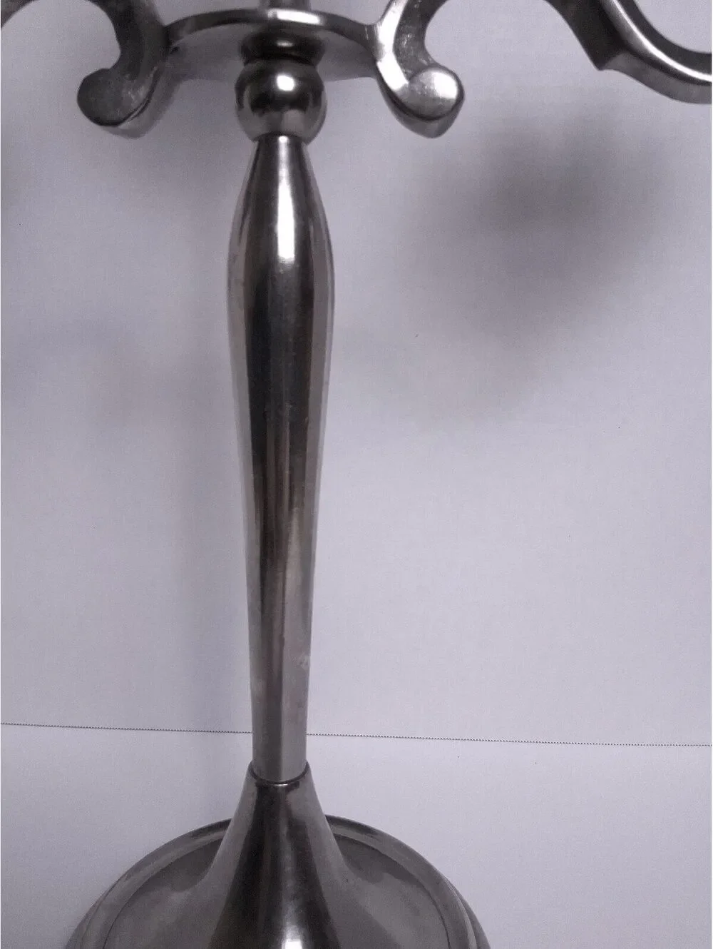 Elegant 3-Arm Silver Metal Candelabra with Crystal Beaded Flower Cups